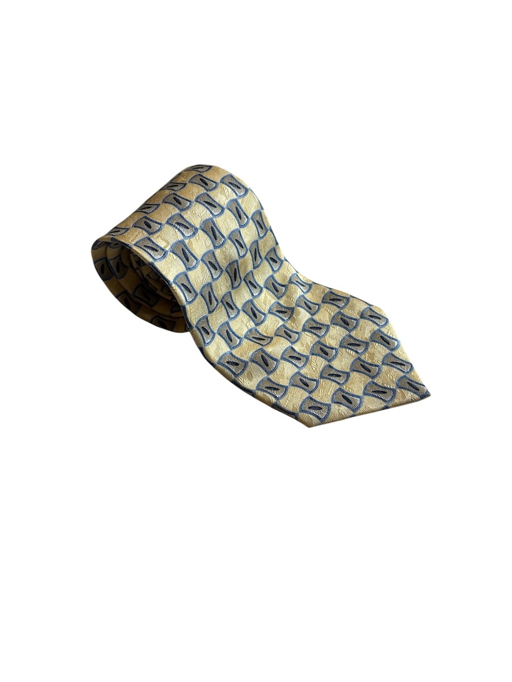 Nubio Silk Tie Yellow ad Blue Patterned Men's Tie